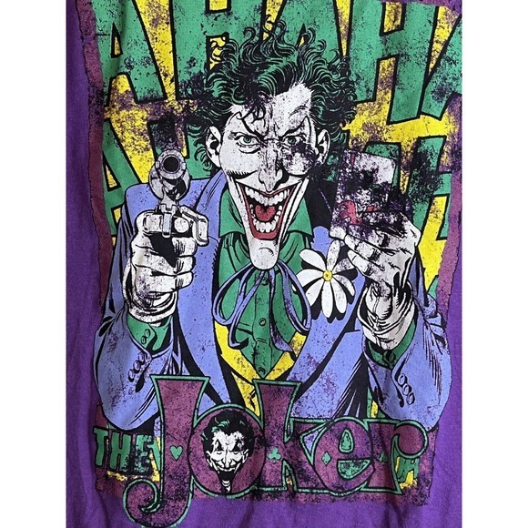 Batman The Joker Ha Ha Ha Print T Shirt Mens - Size Small Purple Graphic - Picture 2 of 6